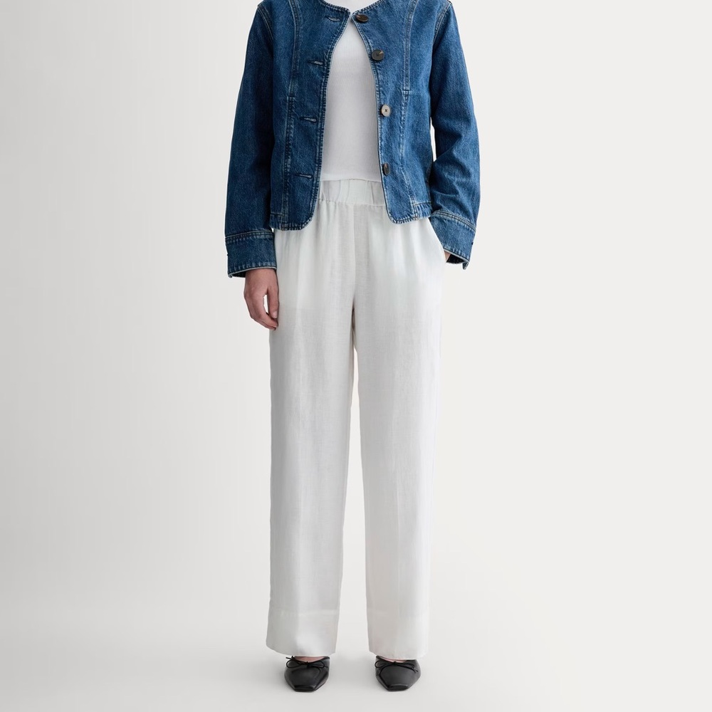 Everlane White Wide-Leg Linen Pants